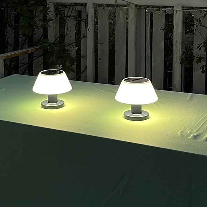 Solar Table Lamp Rechargeable Cordless - 4 Modes USB/Solar Charging Indoor Outdoor, IP54 Waterproof, 4000K Neutral White Light for Living Room/Garden/Study/Patio