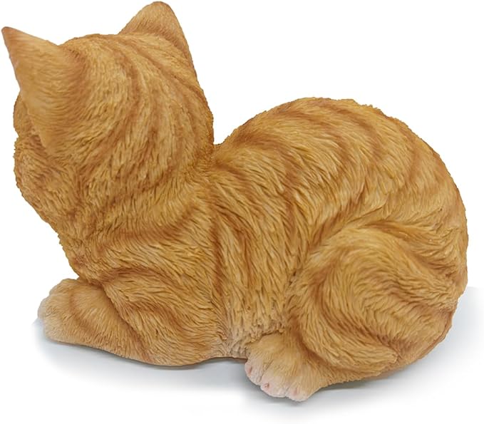 Sleeping Orange Tabby Cat Garden Statue Decor, Resin Realistic Sculptures Gift for Cat Lovers, Pet Memorial Stones for Loss of Pet, Kitty Figurine Art Decoration for Gardens, Patios and Lawns
