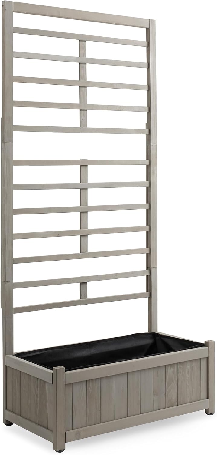 Casafield Wooden Climbing Planter Box - Raised Garden Bed with Trellis Plant Stand for Outdoor