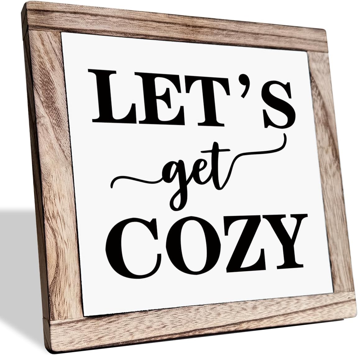 Cozy Bedroom Décor, Let's Get Cozy, Home Décor, Farmhouse Table Décor, Farmhouse Decor for Shelves, Home Decoration Sign for Shelf, Suitable for Placement on Living Room or Bedroom Shelves