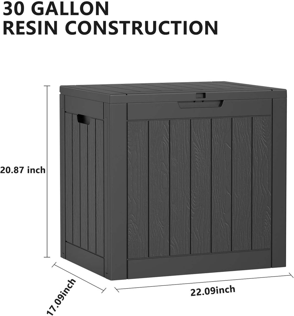30 Gallon Outdoor Storage Box, UV Resistant Outdoor Storage Box Waterproof, Lockable Resin Deck Box for Garden Tools Equipment and Cushions, Black