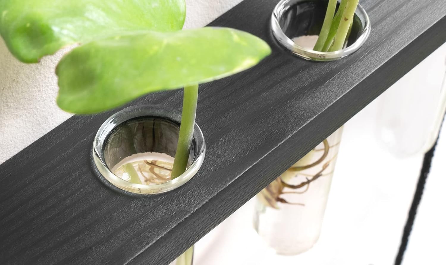 Mkono 3 Tiered Wall Hanging Plant Terrarium with Wooden Stand Mini Test Tube Flower Vase Glass Planter for Hydroponic Plant Cutting Home Garden Office Decor Gift