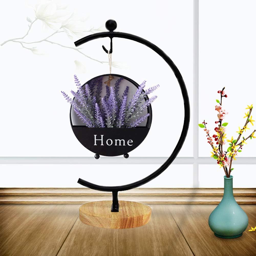 Archi G-Shaped Ornament Display Stand Iron Pothook Stand for Hanging Glass Terrarium/Picture with Wood Base (G Shape-Black)