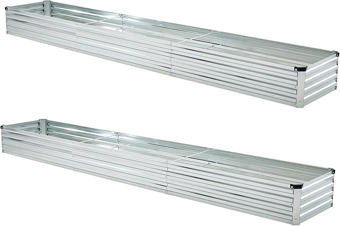 10x2x1ft(2 Pack) Galvanized Raised Garden Bed,Outdoor Planter Box Metal Patio Kit Planting Bed for Vegetables Flowers and Succulents,Silver