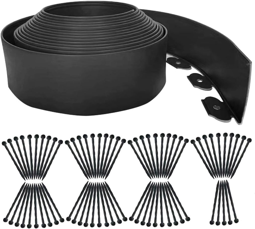 Landscape Edging 49FT,Garden Edging Borders Black [Extra Tall 4IN High] with 75pcs Plastic Stakes, Lawn Edging Flexible DIY Fence for Landscaping,Flower Bed,Grass,Gravel,Tree Surrounding