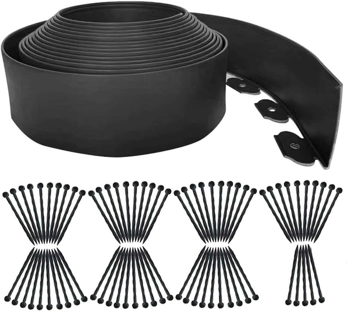 Landscape Edging 49FT,Garden Edging Borders Black [Extra Tall 4IN High] with 75pcs Plastic Stakes, Lawn Edging Flexible DIY Fence for Landscaping,Flower Bed,Grass,Gravel,Tree Surrounding