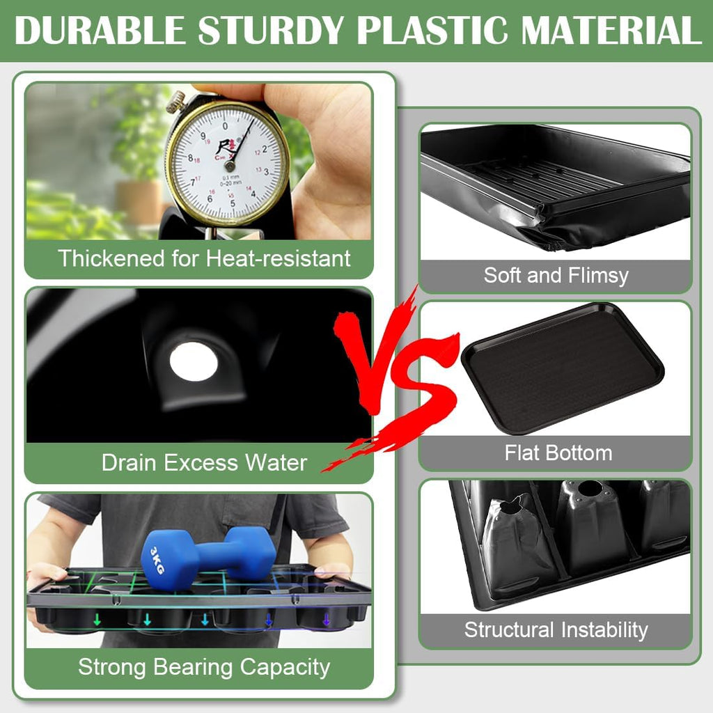 12 Cell Round Nursery Pot Trays Thickened Durable Seedling Pots Shuttle Carrying Trays for Holding 4 Inch Nursery Pots (16.85" × 12.6", 20-Pack)