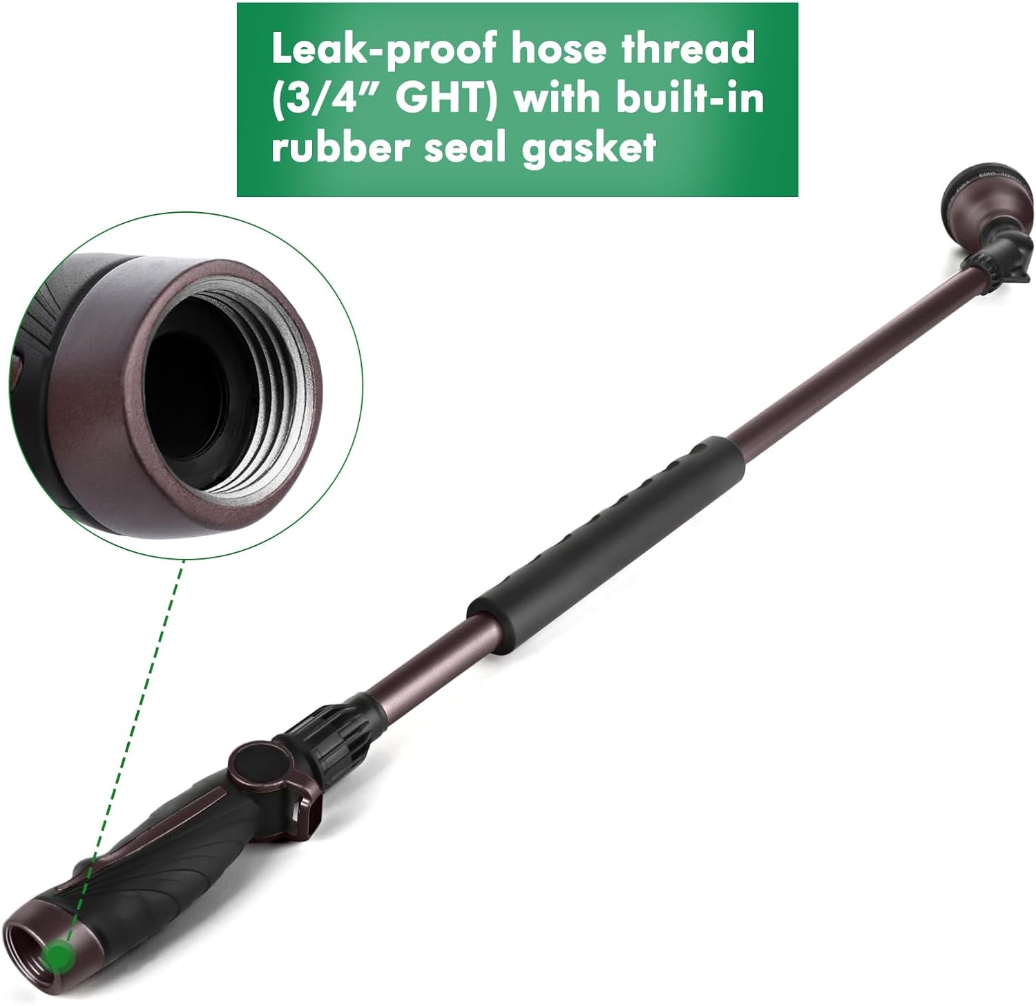 RESTMO 36”Long Watering Wand, 180° Swivel Head Metal Garden Hose Wand with 10 Spray Patterns, 3ft Heavy Duty Hose Nozzle Sprayer with Thumb Flow Control, Ideal to Water Hanging Baskets, Shrubs