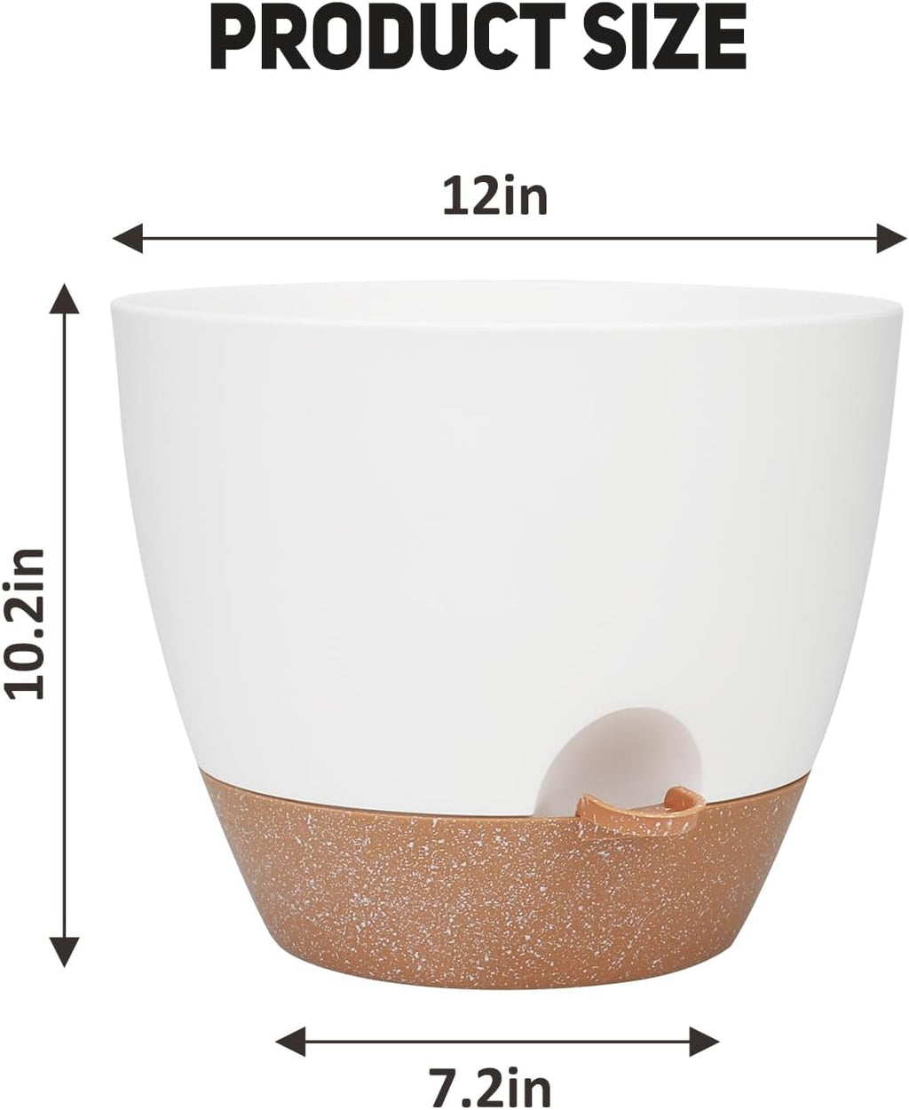 12 Inch Large Self Watering Plant Pot Set, Flower Pots with Multi-Mesh Drainage Holes and Saucer, Suitable for Indoor and Outdoor Garden Plants, White.