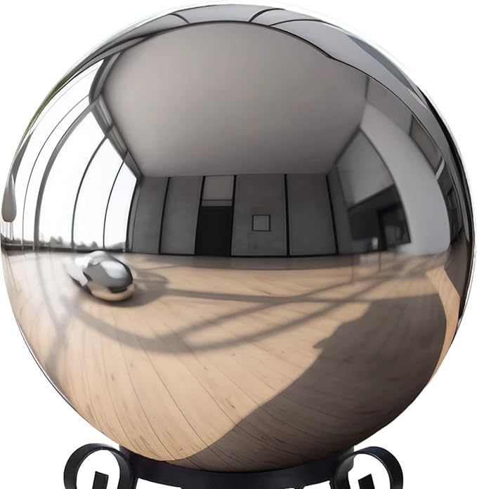 12 Inch Stainless Steel Gazing Globe,v2croft Hollow Ball Mirrored Surface Polished Shiny Sphere,Garden Stainless Steel Gazing Ball for Outdoor Lawn Pond Yard Ornament(Silver)