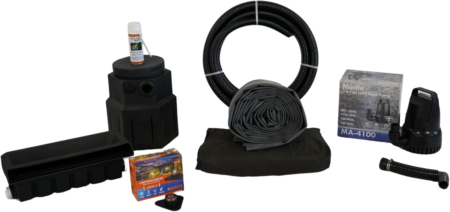 HALF OFF PONDS Pond Free Cascade 4100 Waterfall Kit with 15' x 20' EPDM Liner and 4,100 GPH Pump - PMDP4