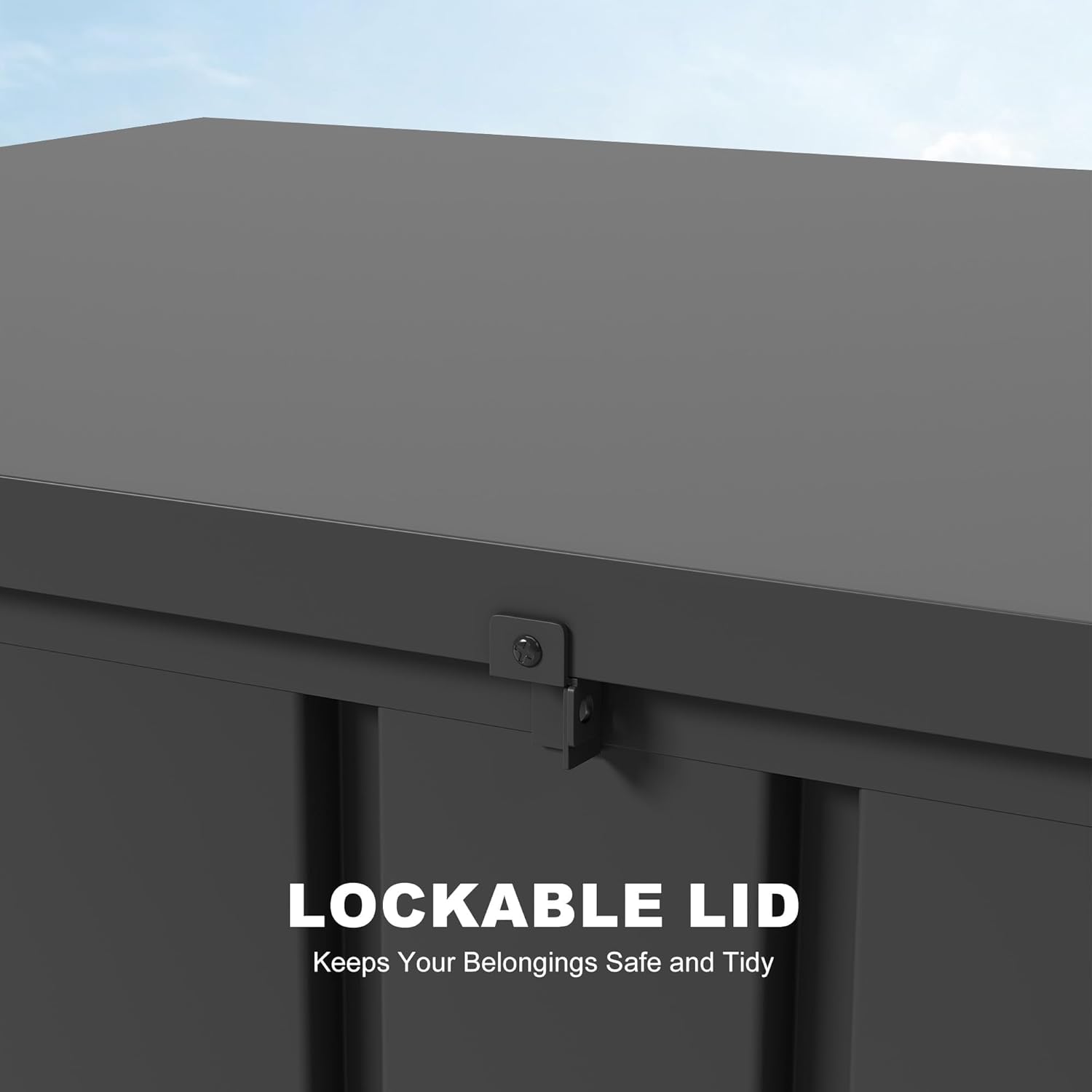 PURPLE LEAF Deck Box 160 Gallon Outdoor Waterproof Lockable Storage Box with Lid Deck Organization for Patio Cushions Side Table Pool Accessories Garden Tools, Gray