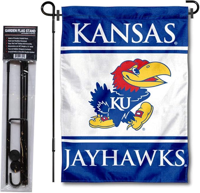 College Flags & Banners Co. Kansas Jayhawks Garden Flag with Stand Holder