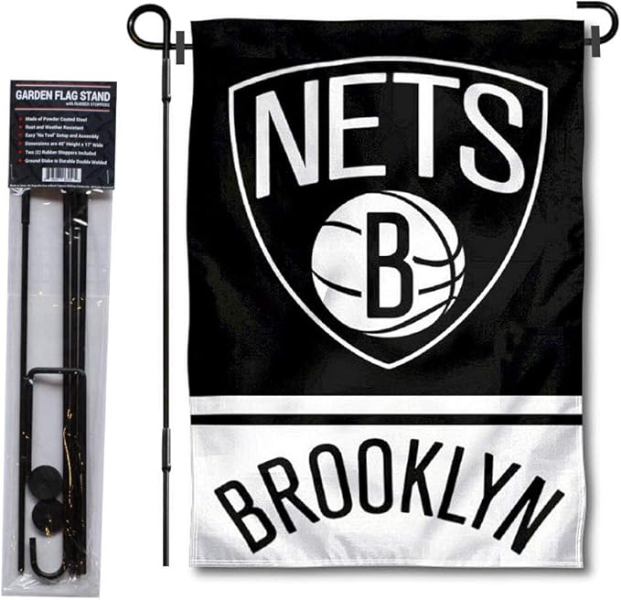 WinCraft Brooklyn Nets Garden Flag with Stand Holder
