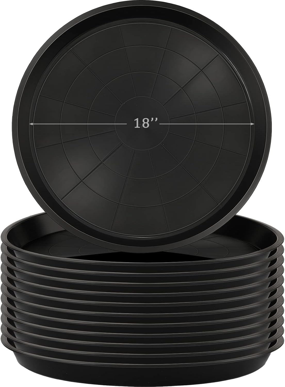 Eccliy 12 Pcs Plastic Plant Saucers Round Plant Tray Large Flower Pot Heavy Duty Planter Water Trays Thick Planter Drip Saucers for Indoors and Outdoors(18 Inch,Black)