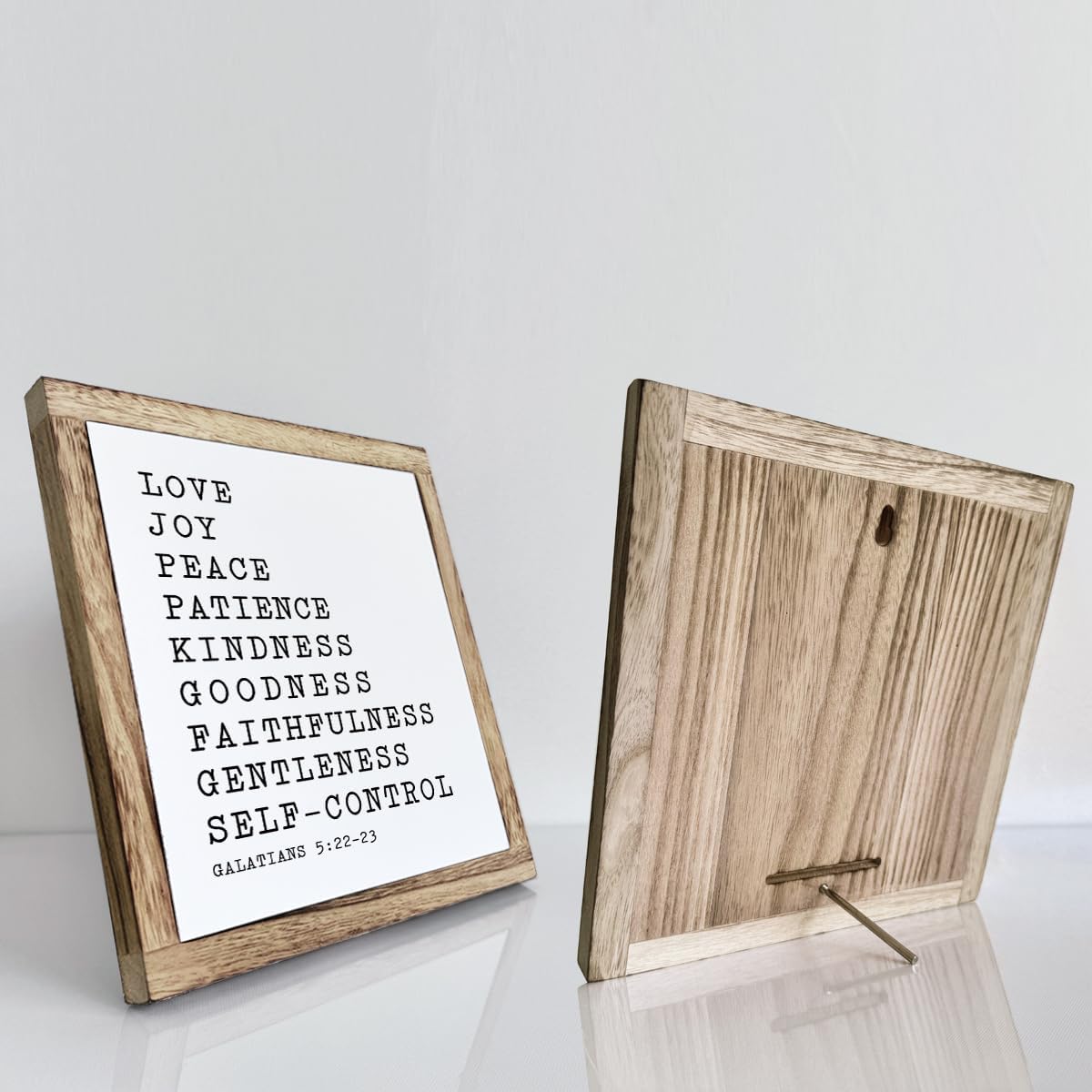 Scripture Sign, Love Joy Peace Sign, Wooden Plaques Box Signs, Inspirational Wood Sign, Motivational Desk Decor, Home Decor Accent, Bedroom Decor, Galatians 5:22-23 Sign, Christian Gift