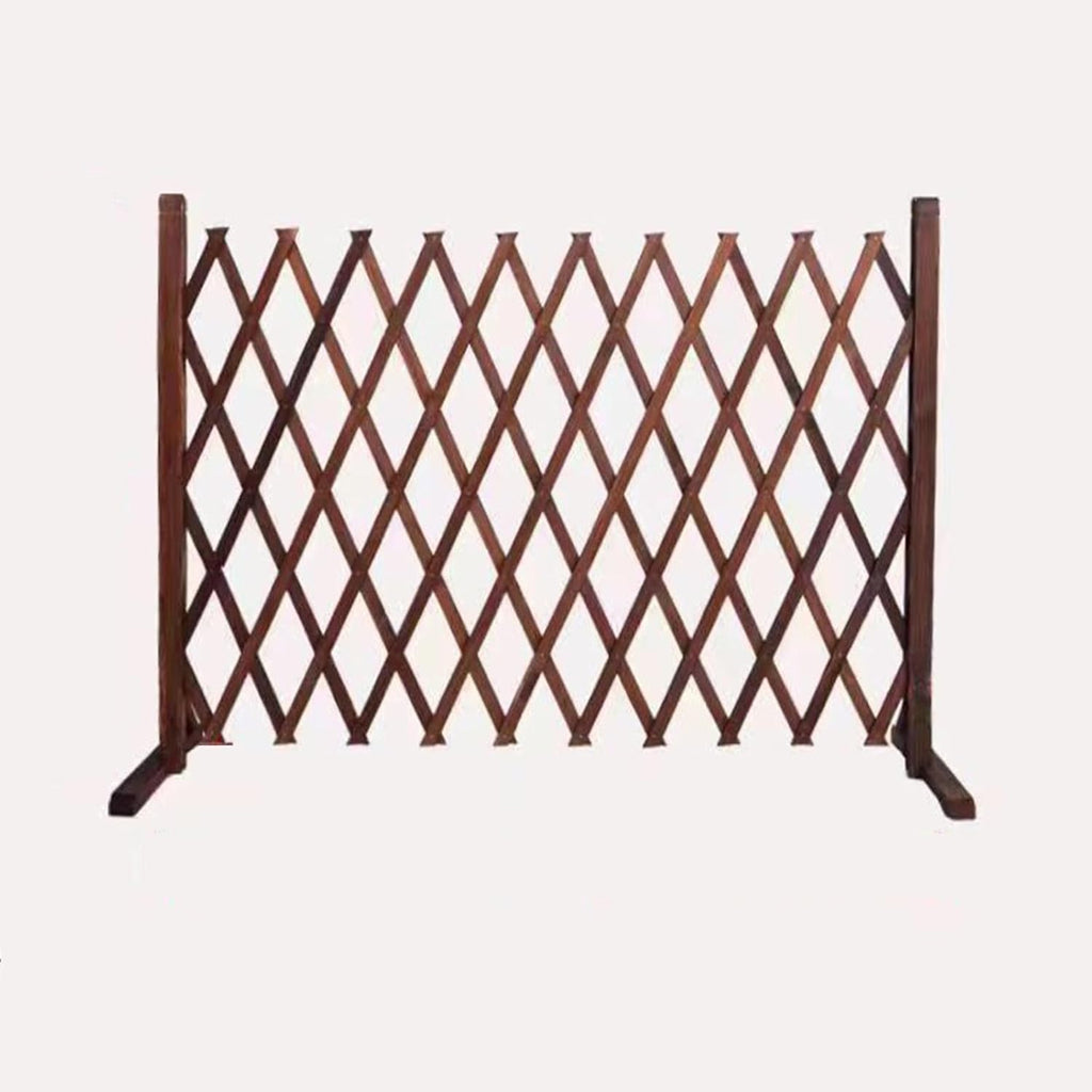 Expandable Wooden Lattice Fence Panel - Retractable Garden Trellis for Climbing Plants, Freestanding Pet Screen, No Dig Vertical Rack, 86.6x59in, Brown