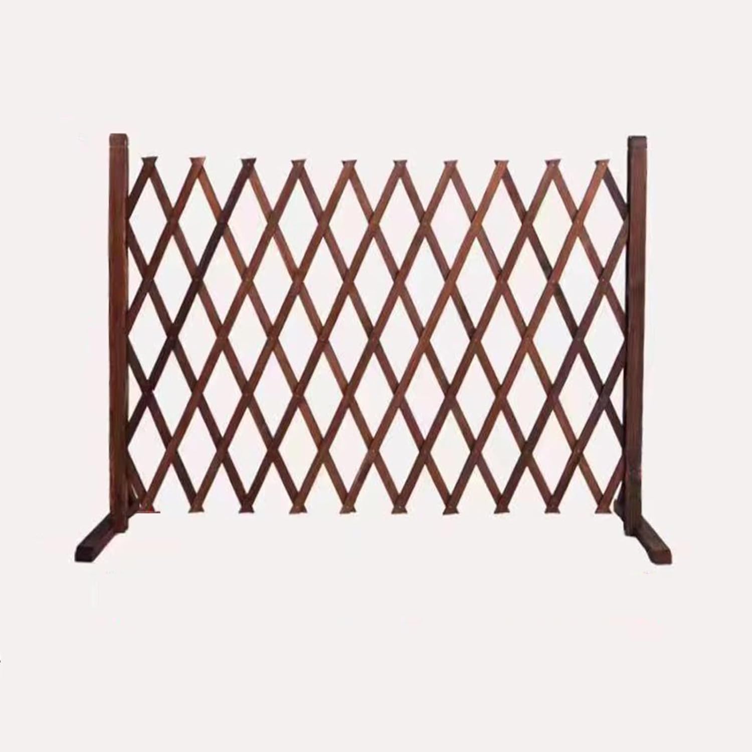 Expandable Wooden Lattice Fence - Retractable Garden Trellis Panel for Climbing Plants, Freestanding Pet Screen, No-Dig Vertical Rack, Brown, 82.67x47.24in