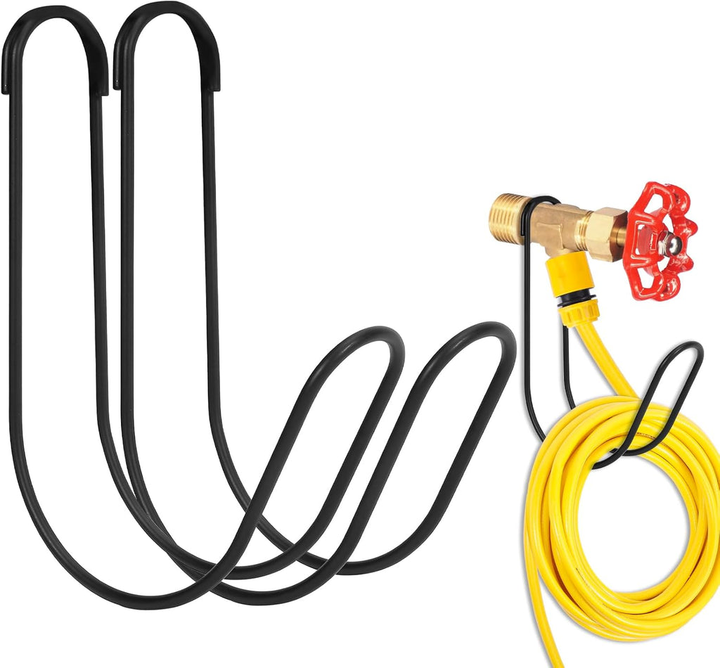 Garden Hose Holder Water Hose Hanger Wall Mounted,304Stainless Steel Solid Hose Hook Holds Up to 50Ft Garden Hose, Expandable Hose, Water Hose(Matt Black 2pcs)