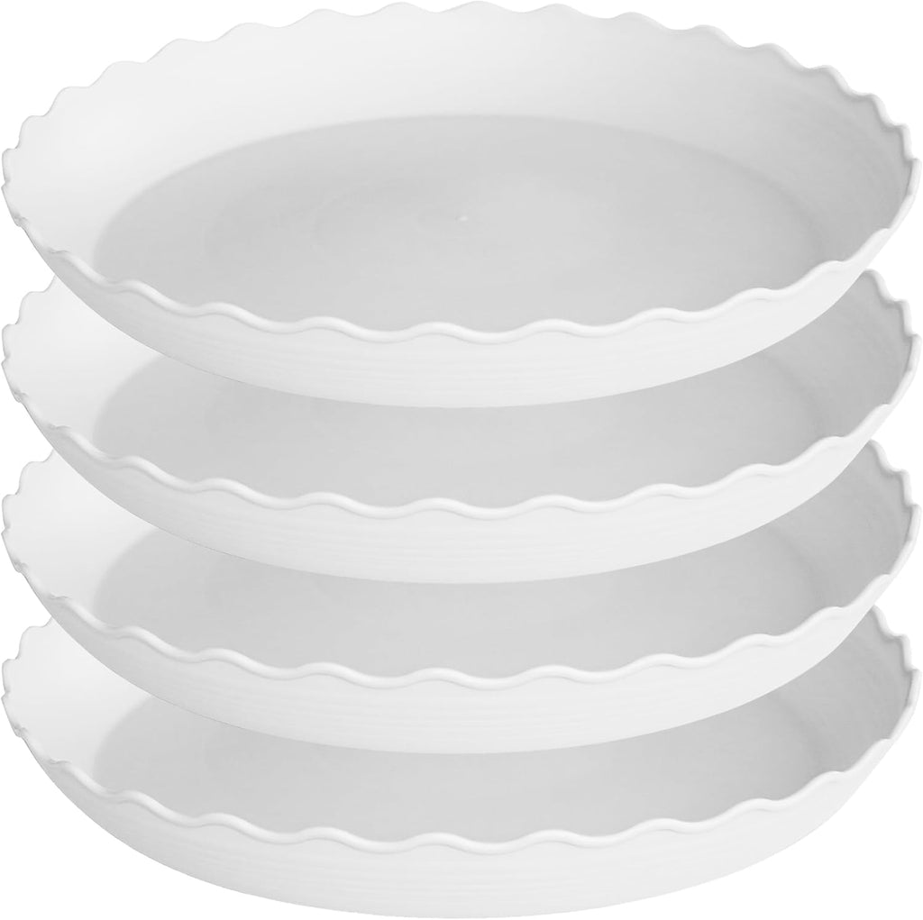 4 Pack of 16 inch Plant Saucer, Depth Large Plant Tray, Heavy Duty Plant Trays for Indoors no Holes, Plastic Pot Tray for Planter (White)