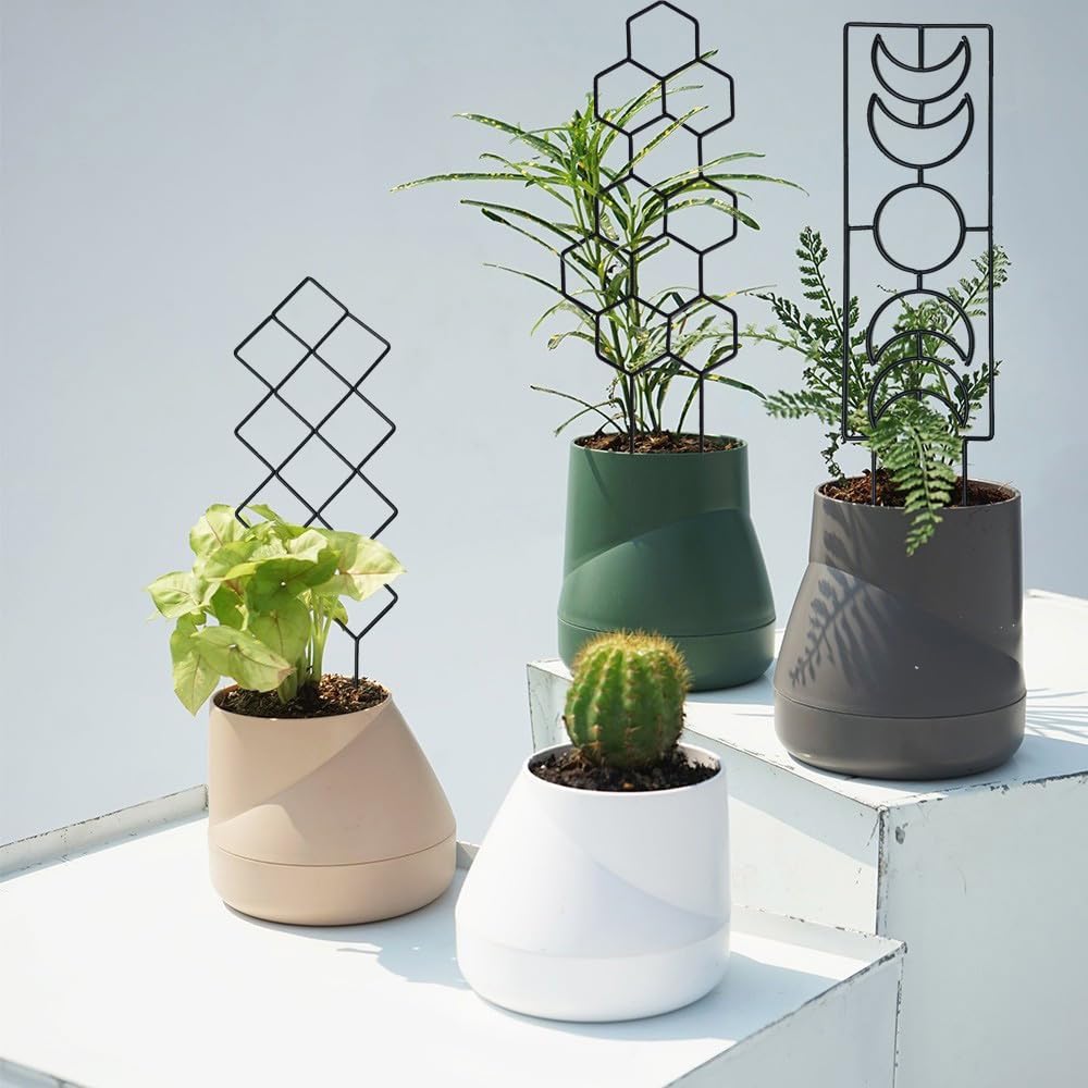 Trellis for Potted Climbing Plants, 16.75 inch Garden Metal Trellis for Indoor Outdoor with Different Patterns for Vine Ivy Flower Plant Support 3 Pack