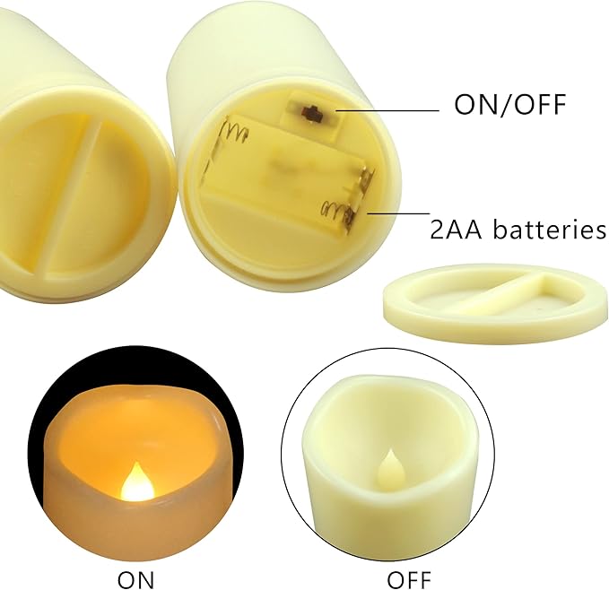 Waterproof Outdoor Battery Operated Flameless Pillar Candles with Timer White Plastic Realistic Flickering Fake Electric LED Lights for Lantern Garden Wedding Christmas Decorations 3”x8” 2 Pack