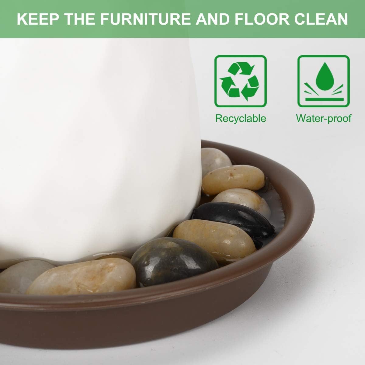 Plant Saucer 4 inch, Large Planter Durable Thicker Plastic Plant Trays for Indoors and Outdoor, Plant Saucer Drip Trays,Brown (4" - 3 Pack)