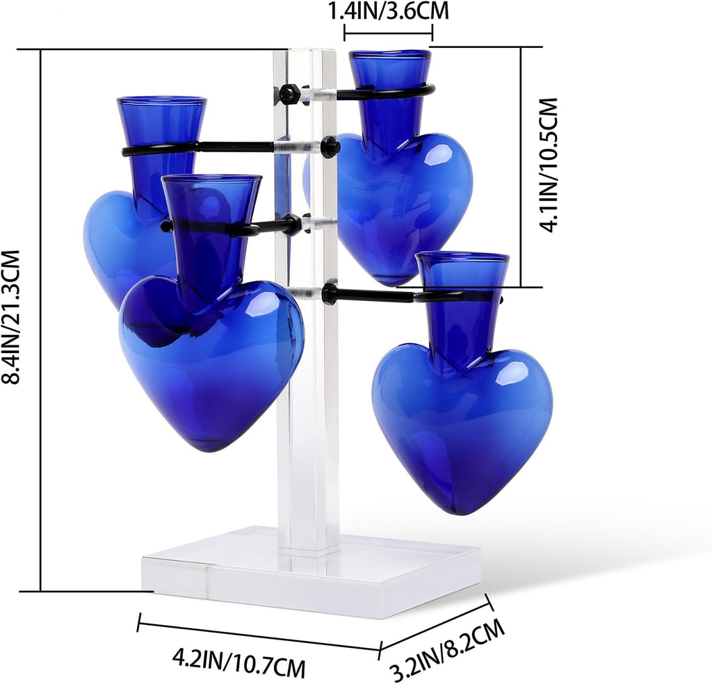 Clear Plants Propagation Stations Terrarium Kit Birthday Gift for Women for Indoor Home Office Decor Acrylic Plant Accessories - 4 Love Hear Vase