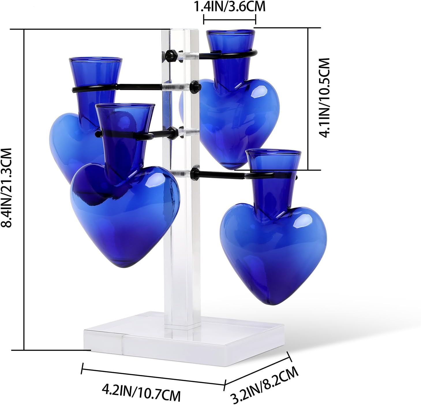 Clear Plants Propagation Stations Terrarium Kit Birthday Gift for Women for Indoor Home Office Decor Acrylic Plant Accessories - 4 Love Hear Vase