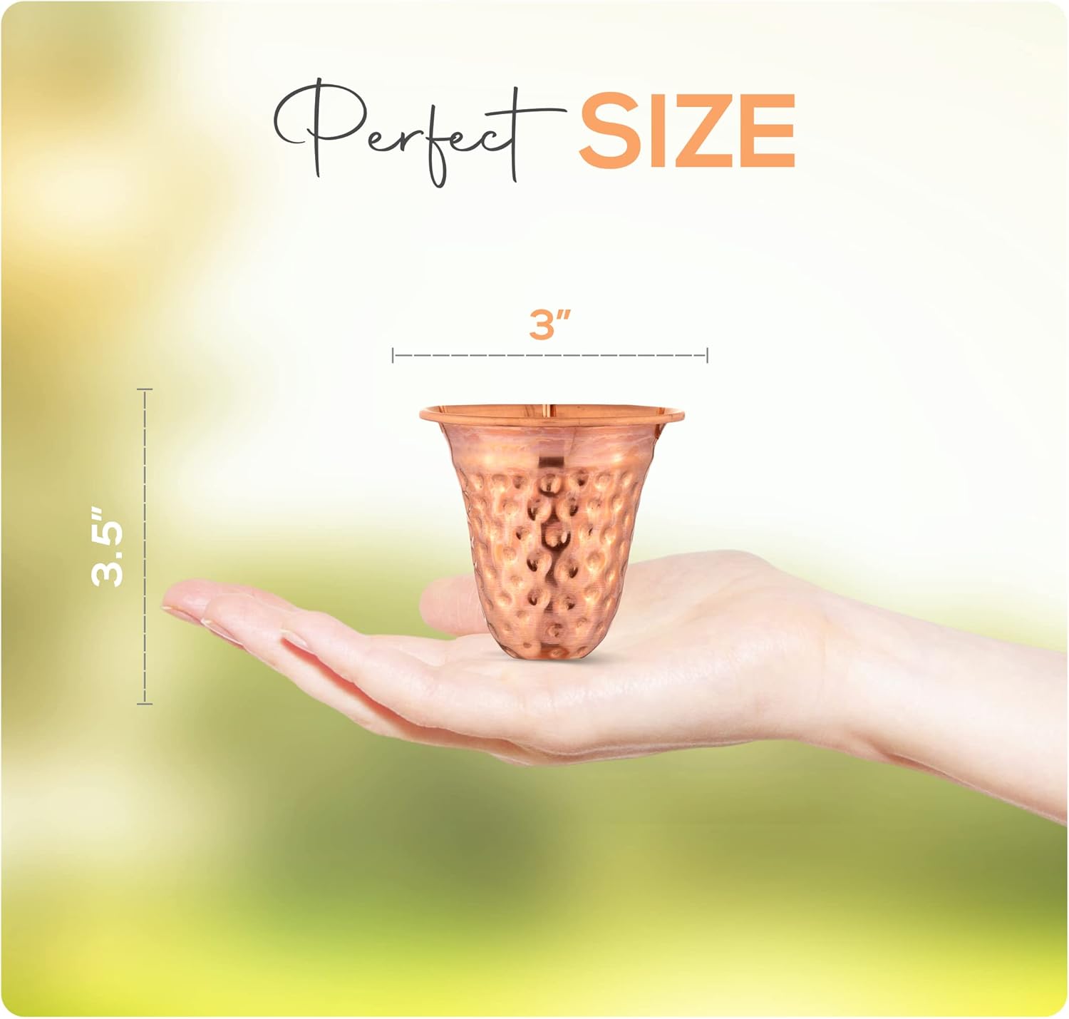 Copper Hammered Rain Chain – Decorative Chimes & Cups Replace Gutter Downspout & Divert Water Away from Home for Stunning Fountain Display – 8.5’ Long for Universal Fit – Bell Style