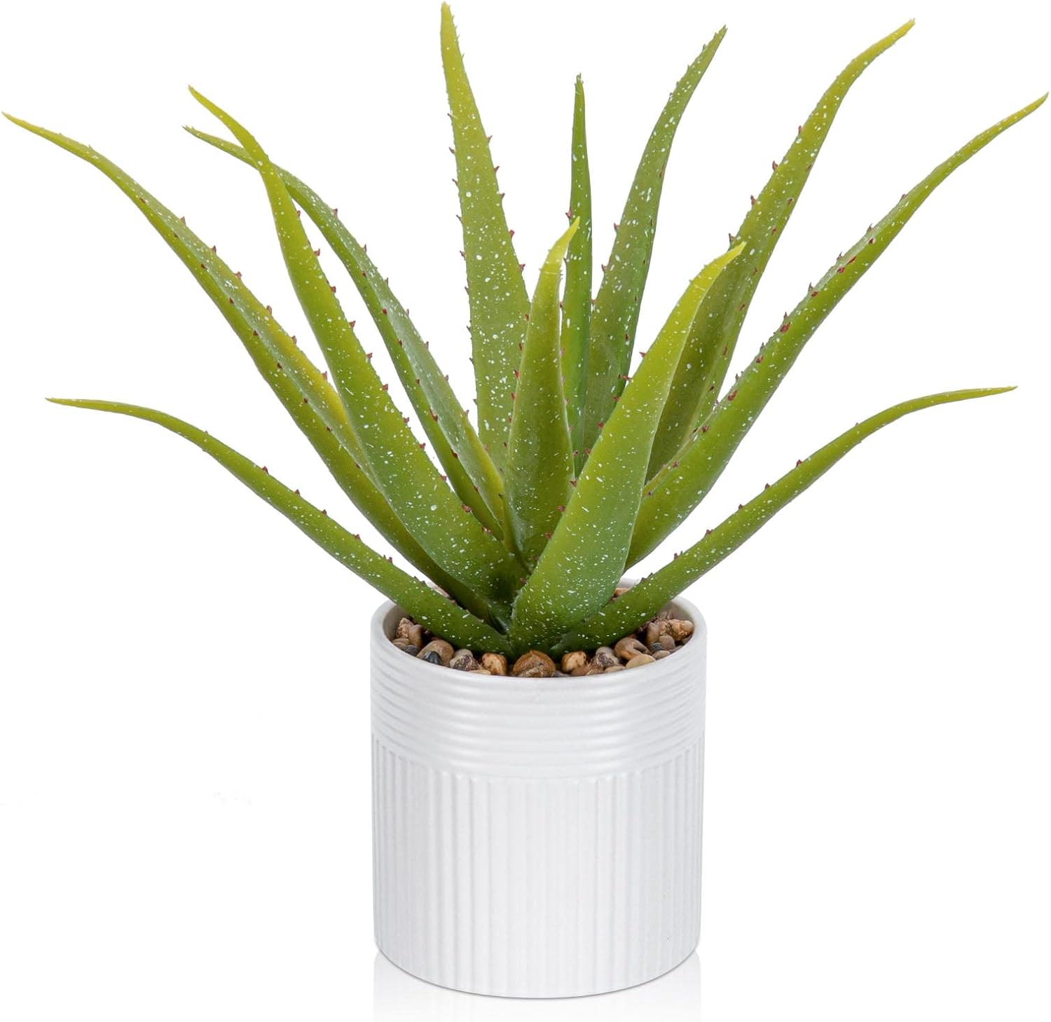 Artificial Succulent Plants 14 Inch Large Faux Succulents with Ceramic Pot Fake Aloe Potted Plant for Home Indoor Bathroom Table Bedroom Shelf Office Decor