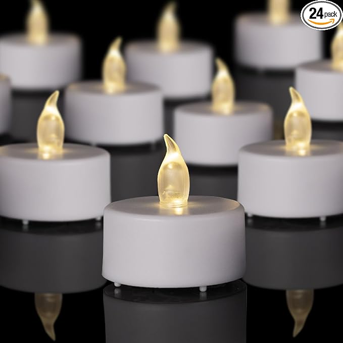LED Tea Lights Candles- 24Pack Flameless Candles Realistic and Bright Flickering Long Lasting 200Hours for Holiday Celebration,Party, Home Decoration WarmWhite,Battery Operated