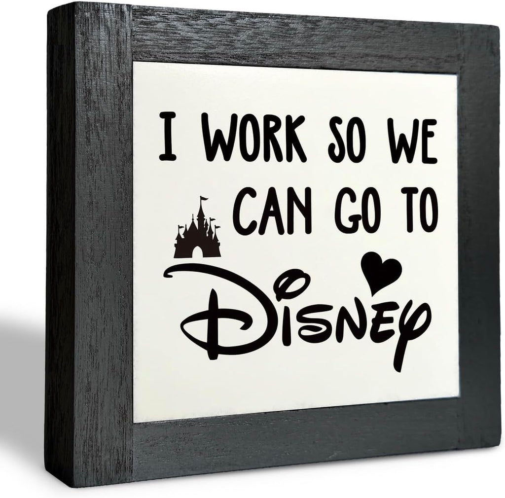 Inspirational Wood Signs, Box Wood Plaques Desk Décor, Decorative Plaques and Signs, Rustic Office Decor Art, Motivational Office Desk Decor, Farmhouse Home Decoration, I Work So We Can Go to F