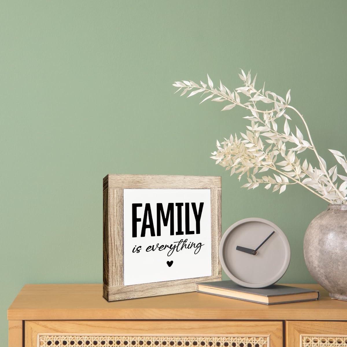 Farmhouse Rustic Tabletop Decor, Family is Everything, Rustic Family Wooden Block Plaque Sign for Home, Wood Plaque Decoration, Inspirational Decorations for Home Office 5.9X5.9X0.7inches