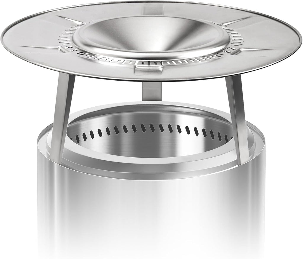 HGD Fire Pit Heat Deflector for 19.5" Solo Stove Bonfire - Portable 304 Stainless Steel Heat Diffuser Captures & Redirects Warmth, Detachable Firepit Camping Accessory