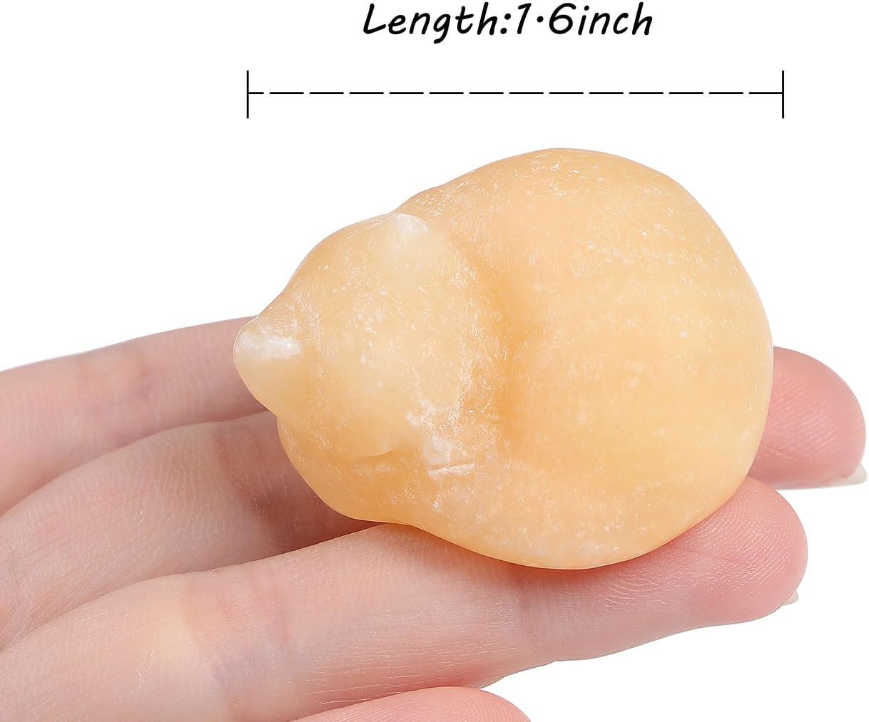 LAIDANLA Sleeping Cat Statue Fancy Calcite Healing Gemstone Hand Carved Cute Kitten Statue Figurine 1.6" Decor Polished Stone Reiki Bedroom Office Desk Home Decoration Gifts