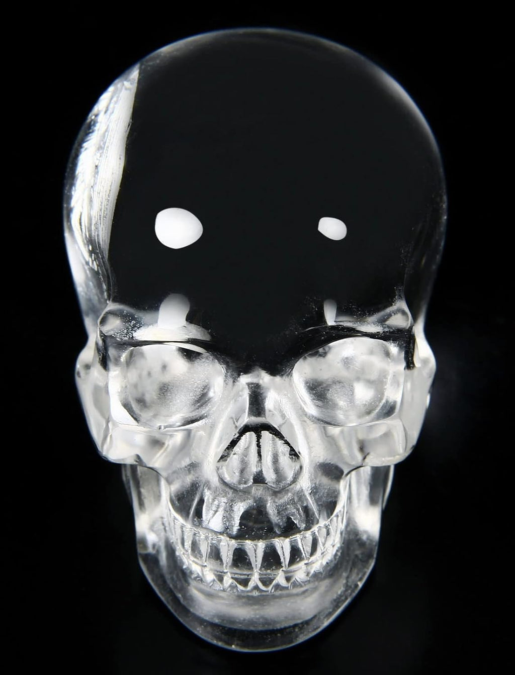Skullis 2.0" K9 Crystal Skull, Hand Carved Gemstone Fine Art Sculpture, Reiki Healing Stone Statue.