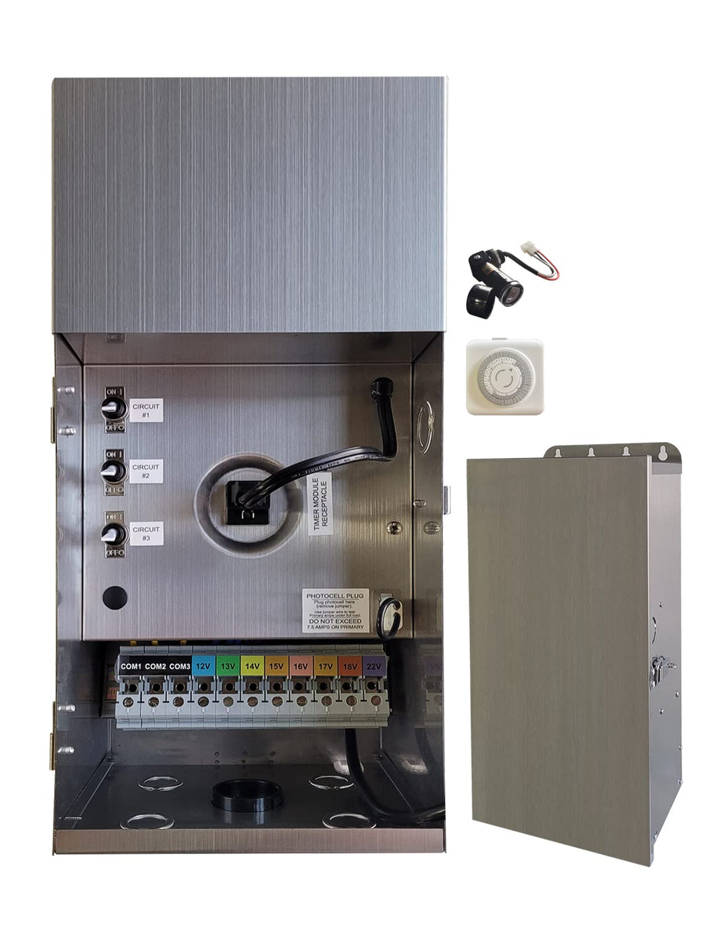 MALORY 900W Low Voltage Transformer with Timer & Photocell for Landscape Lighting,(19''H) 120V AC to 12/13/14/15/16/17/18/22V Multi-Tap Power Supply for Outdoor Landscape Lights,Yard Garden Lights