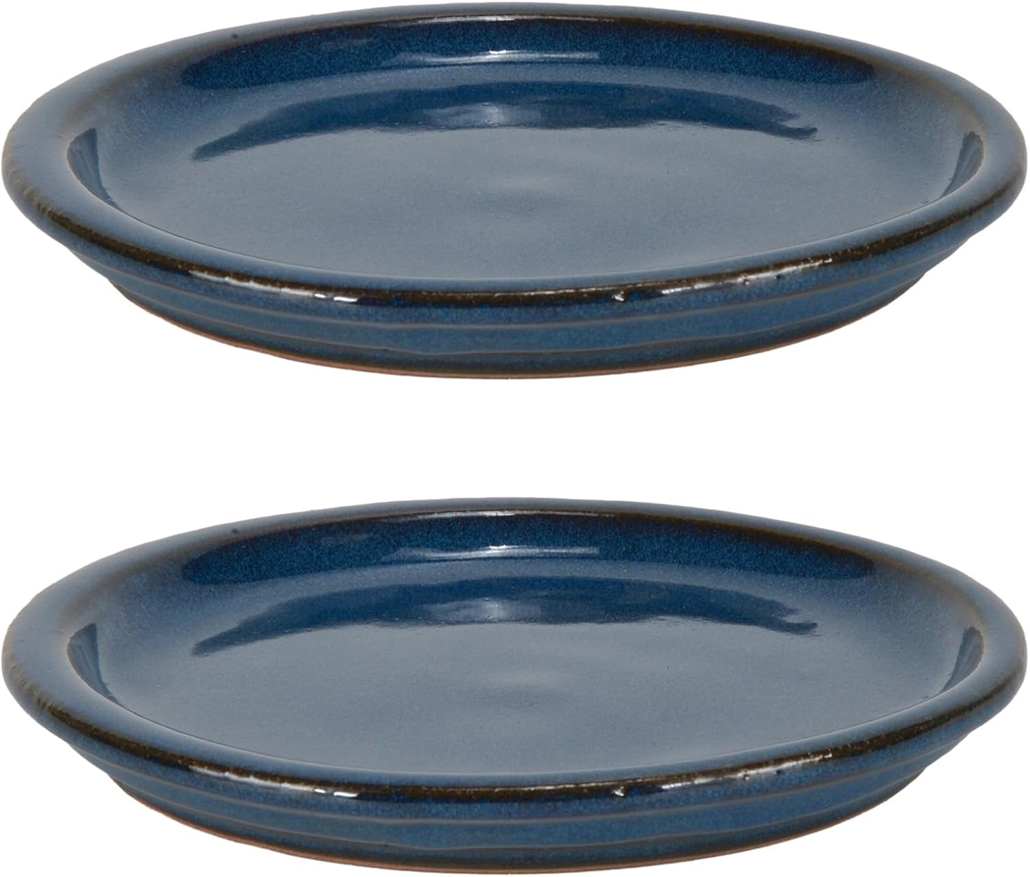 W&W Ceramic Plant Saucer - Plant Trays for Indoor Pots(Blue, 13 inches, 2 Packs)