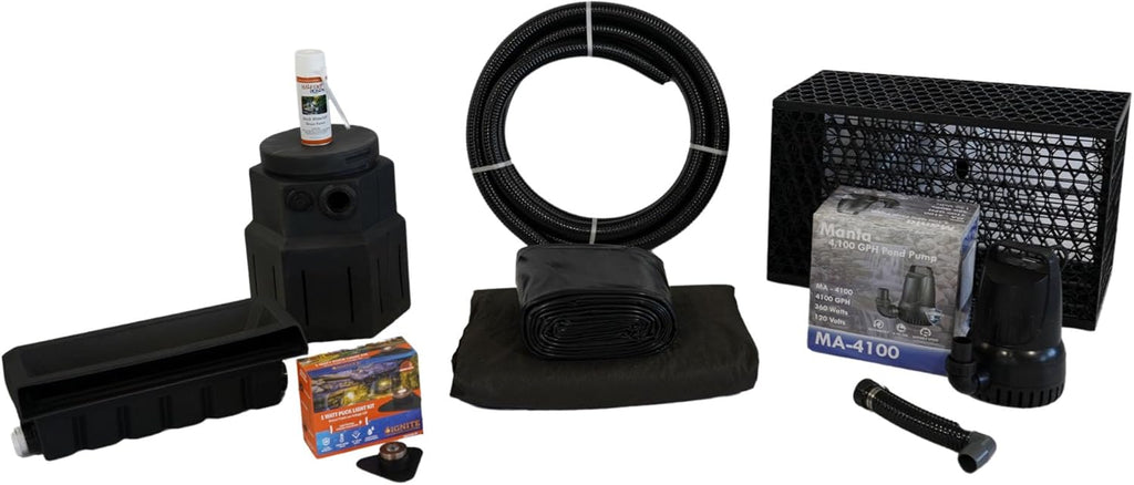 HALF OFF PONDS Pond Free Cascade 4100 Waterfall Kit with MatrixBlox, 10' x 20' PVC Liner and 4,100 GPH Pump - PVCPMDPB8