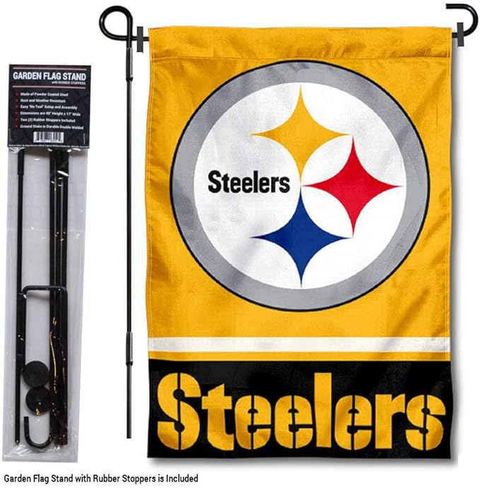 WinCraft Pittsburgh Steelers Gold Garden Flag with Stand Holder