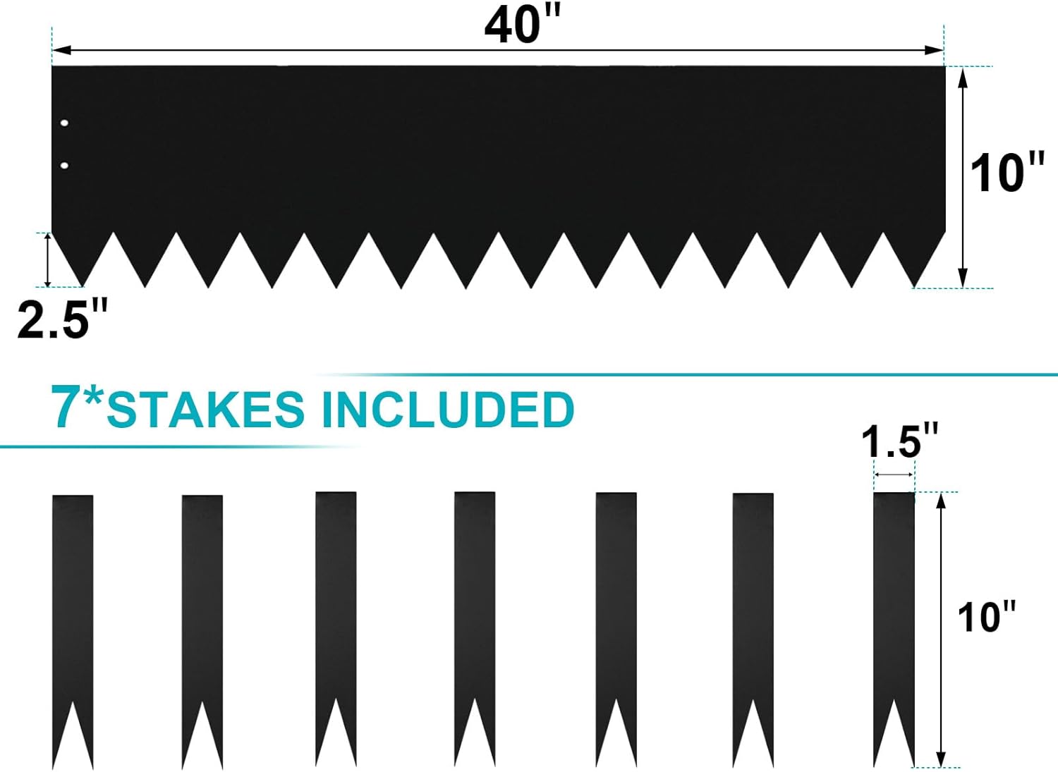 10 Inch Metal Landscape Edging, Heavy Duty Galvanized Steel Garden Edging,6 Pack Steel Landscape Edging with 7 Clips for Lawn, Flower Bed, Yard (Black)