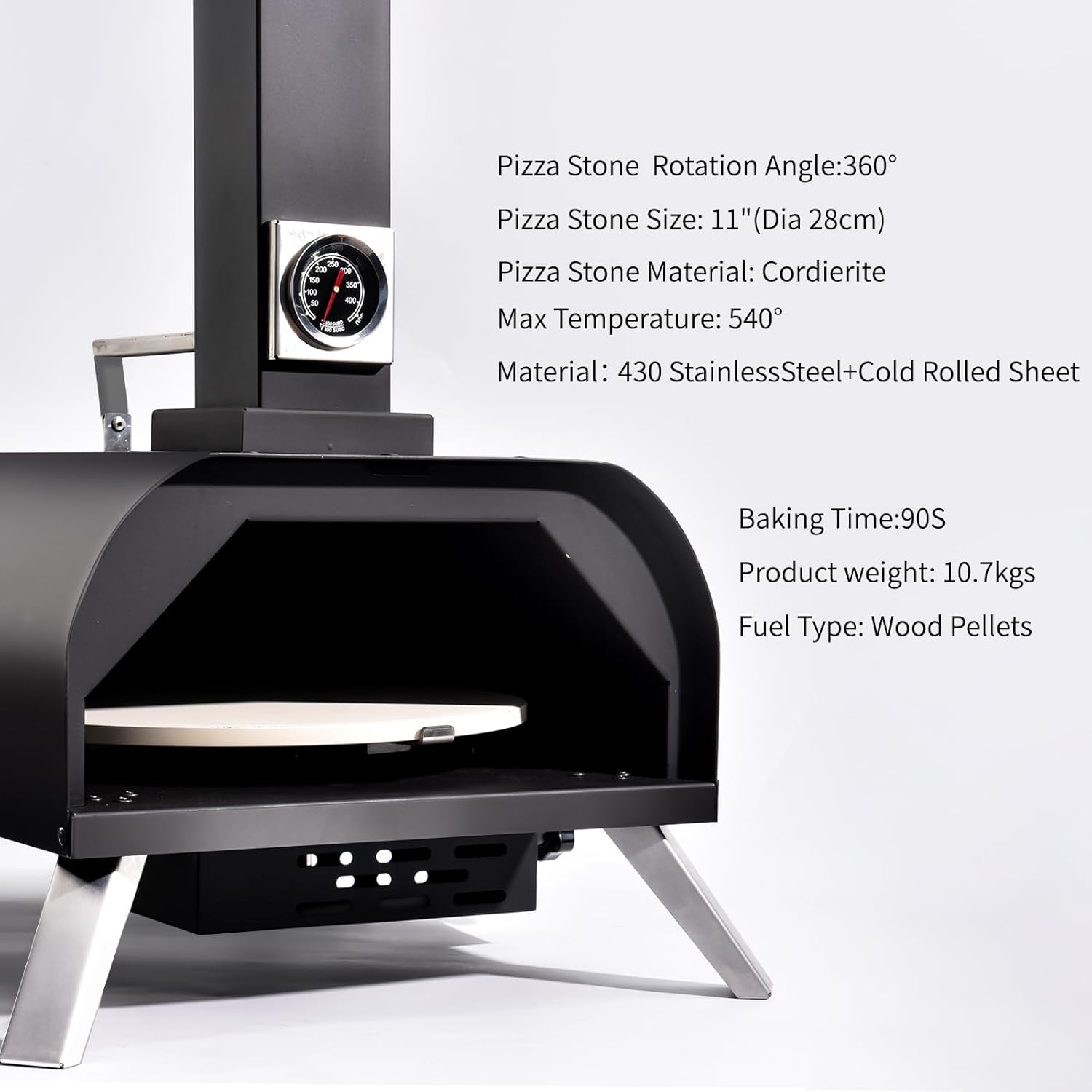 1112 Temp 11-inch Pizza Oven Rotating Pizza Stone 360 ℃ Outdoor Pizza Oven Wood Pizza Oven Outdoor Ovens For The Backyard