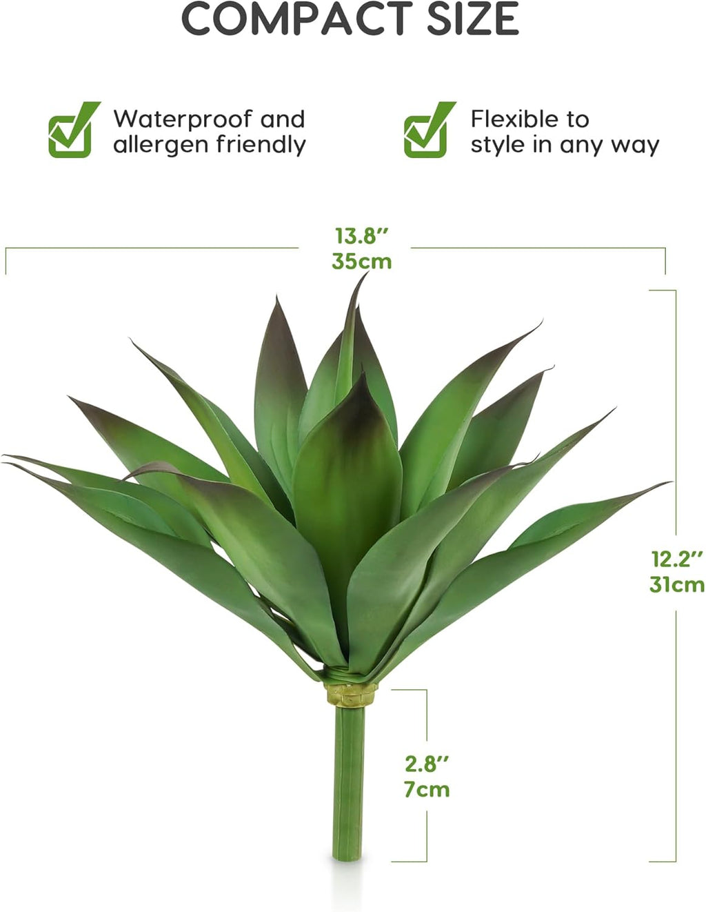 Velener Artificial Outdoor Agave Plant - Small Size UV Resistant Fake Agave Plants for Indoor and Outdoor Decor(Purple, 14 Inch)-2 Pack