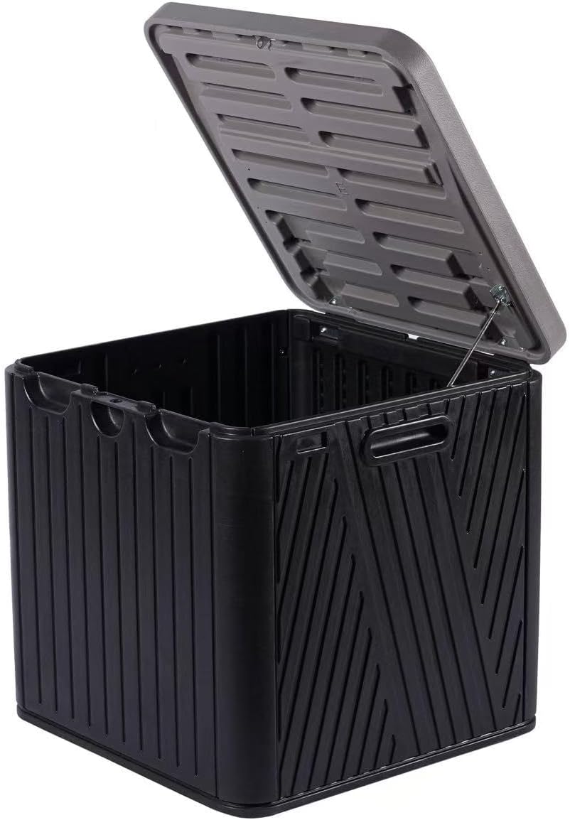 Kingdura 60 Gallon Outdoor Storage Box, Waterproof Resin Deck Box for Indoor and Outdoor Use, Lockable Storage Container for Patio Furniture Cushions Garden Tools (Black, 60 Gallon)