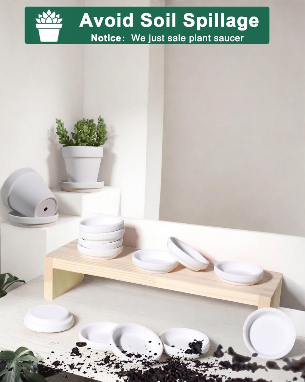 vensovo 2 Inch White Terracotta Plant Saucer Pots Tray - 12 pcs Mini Planter Saucers for Indoor & Outdoor Plants, Small Clay Trays Perfect for 1 Inch 1.5Inch Flower Pot