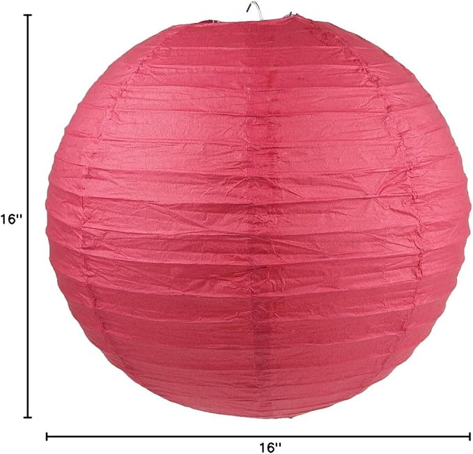 WYZworks - Round Paper Lanterns 10 Pack (Red, 16") - Hanging Paper Lanterns Lamp for Wedding, Birthday, Party and Home Decorations with 8", 10", 12", 14", 16" Option