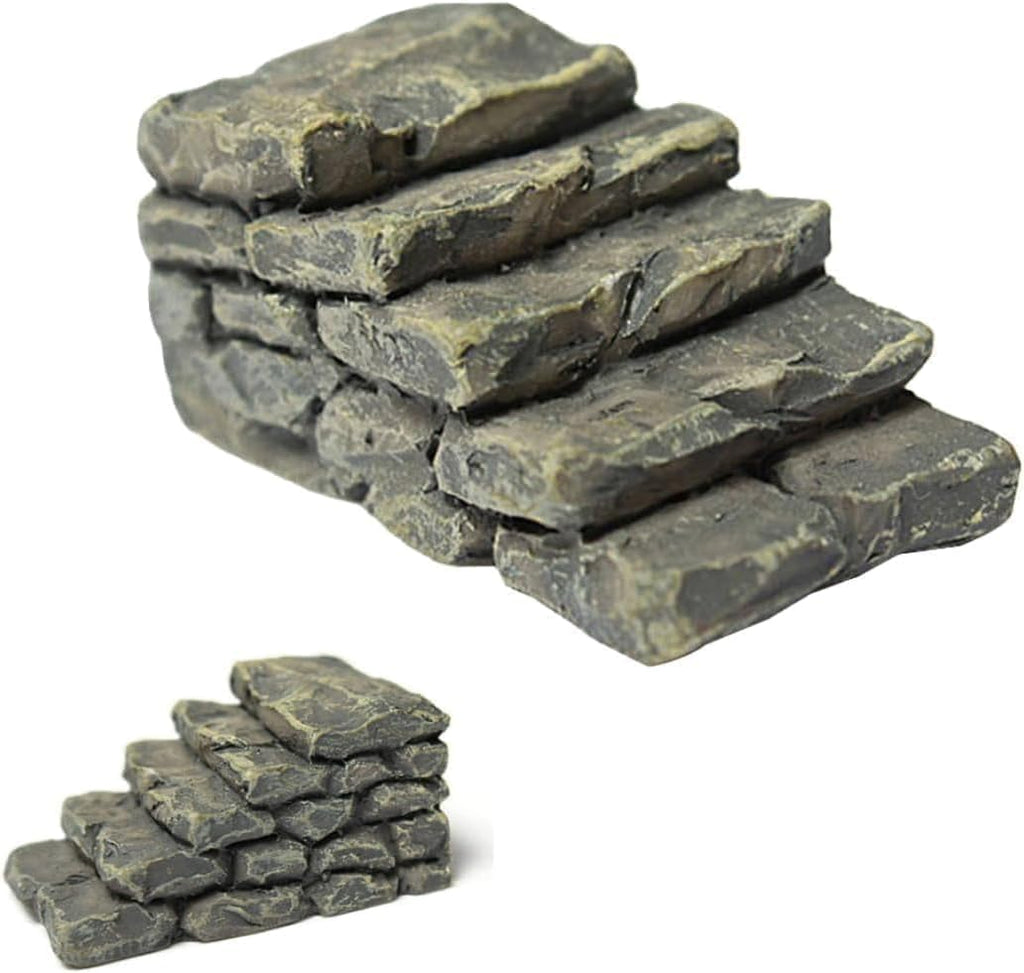 1Pc Gray Outdoor Miniature Resin Bridge Stair Stone Straight Bridge Stairs Stone Steps Garden Fairy Ornament Flower Pot Plant Micro Landscaping Decor Bonsai Craft Straight Stairs Statues Décor