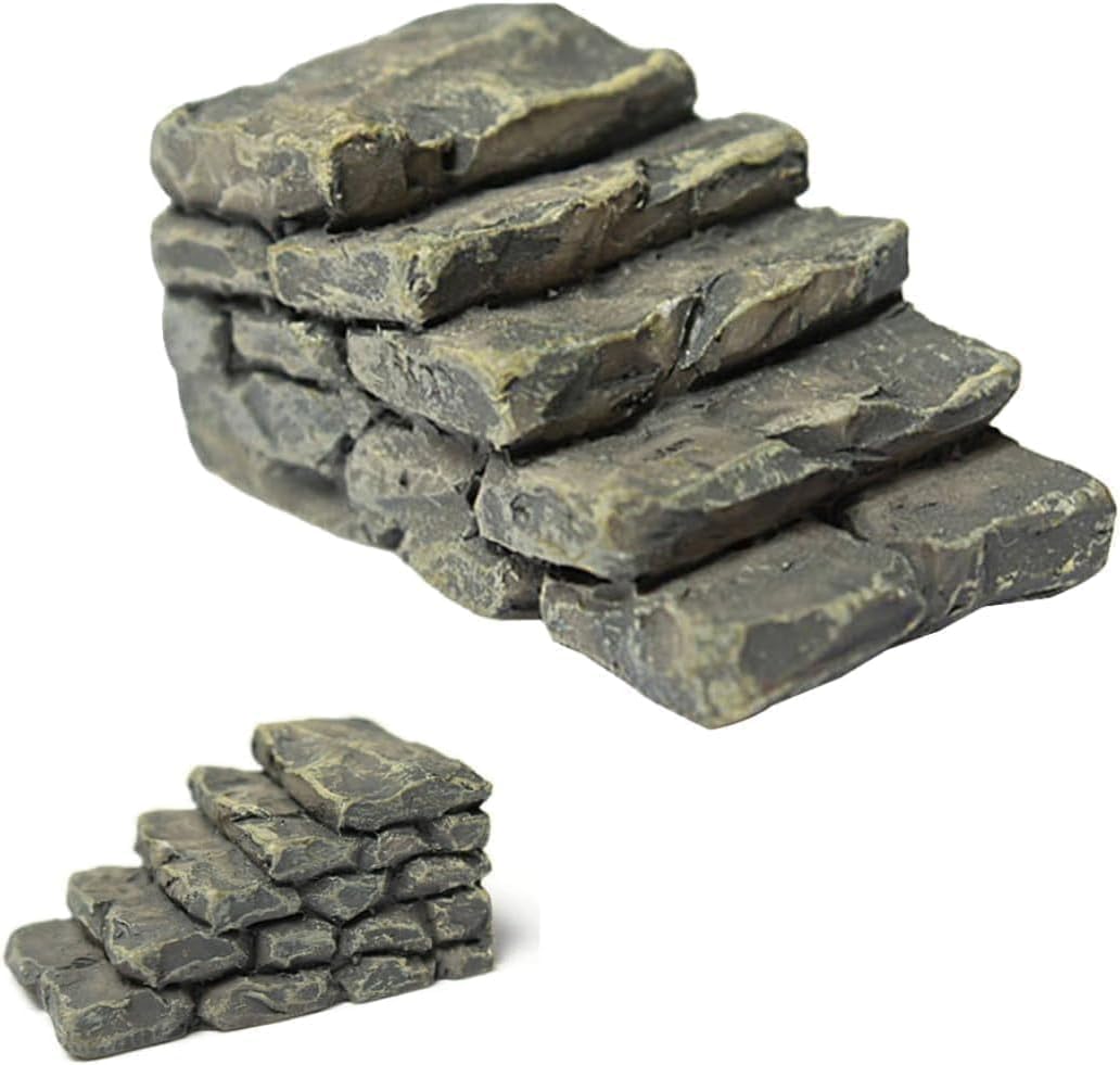 1Pc Gray Outdoor Miniature Resin Bridge Stair Stone Straight Bridge Stairs Stone Steps Garden Fairy Ornament Flower Pot Plant Micro Landscaping Decor Bonsai Craft Straight Stairs Statues Décor