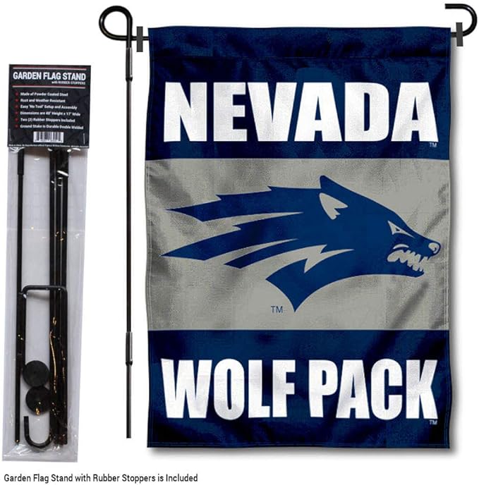 College Flags & Banners Co. Nevada Wolfpack Garden Flag with Pole Stand Holder